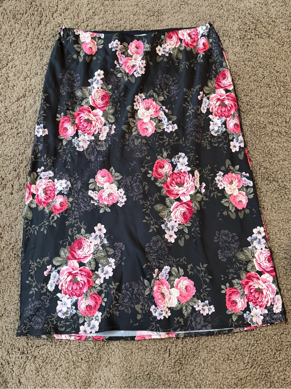 LC Lauren Conrad Black Pencil Skirt with Pink Floral Print